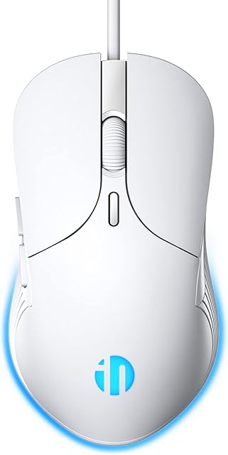 Inphic Wired USB Mouse, Silent Click and Optical Tracking,1200DPI, 3-Button, Corded Mouse for PC Computer Laptop MacBook Office (White)
