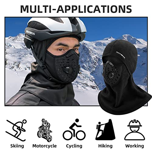 ROCKBROS Máscara de esqui balaclava de inverno para homens Baclava térmica para clima frio, Preto 1,