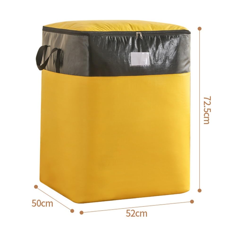 Borsa Pieghevole per trasloco e stoccaggio, 5 Borse portaoggetti | Borse salvaspazio riutilizzabili con Manici e Chiusura a Cerniera per Vestiti e Viaggi (Giallo, Grande)