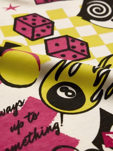 Image of The Souled Store Official Felix The Cat: Graffiti Women and Girls Short Sleeves Round Neck Multicolor All Over Printed Cotton Oversized T-Shirts