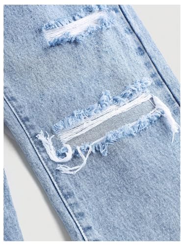 WDIRARA Girl's Ripped Straight Leg Jeans Distressed Baggy Denim Pants Streetwear3