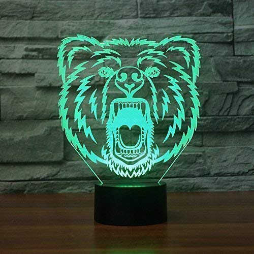 HPBN8 Ltd 3D Bear Night Light Illusion Lamp 7 Color Change LED Touch USB Table Decor Decorations Valentines Room Decoration