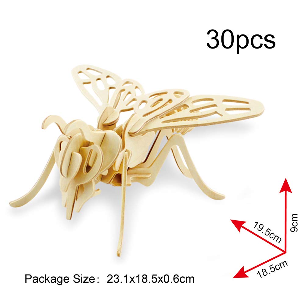 Georgie Porgy 3D Wooden Puzzle Bee Model Woodcraft Construction kit Kids Toys age 5+ (JP206 Bee 30pcs), 30 pieces, 23.1 x 18.5 cm - Image 2