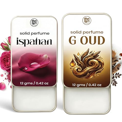 Image of Dr.Mashur Solid Perfume |G oud&Ispahan Alcohol Free Wax Perfume Balm, Long Lasting | Pocket Tin 12g, Pack Of 2| Non Greasy Smooth Glide, Travel Friendly Men And Women