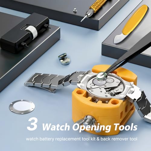 Image of EasyTime Watch Case Opener Tool: Battery Replacement Kit for Back Removal | Complete Watch Back Remover Tools - Easy to Repair Your Watch with Screwdriver & Instructions - No Extra Help or Cost Needed