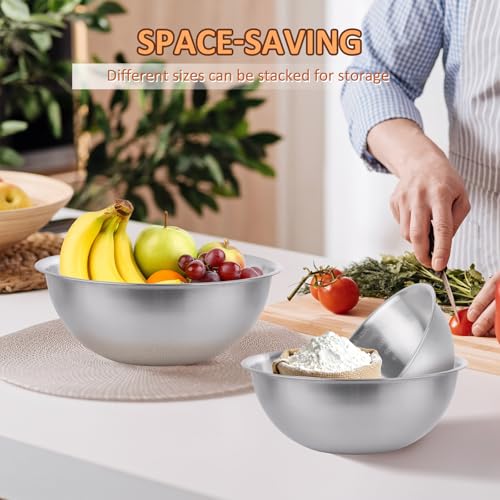 Set 3 Tazones de Acero Inoxidable 2.64/2.11/1.27 Qt Medidos miniatura 7