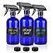 Glass Spray Bottle,Empty Cobalt Blue Spray Bottle Refillable Containers, 16oz Spray Bottles for Essential Oils, Cleaning, Aromatherapy, Durable Black Trigger Sprayer Fine Mist and Stream（3 Pack）