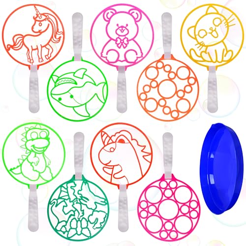 Big Bubble Wands Set for Kids 9Pcs Large Bubble Wand with Tray, G...