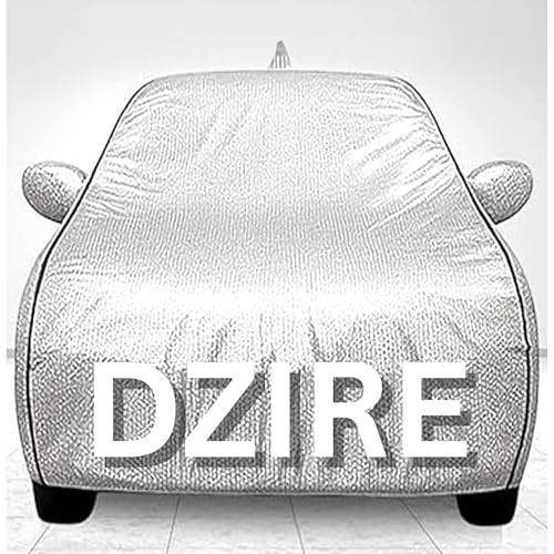 Image of 100% Waterproof Car Cover for Swift Dzire UV Protection, Dustproof, Windproof | Custom Fit with Mirror Pockets, Belt & Buckle | All Weather Outdoor Body Cover (Silver, Swift Dzier)