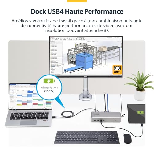 Station d'accueil USB4 multi-moniteur pour double écran HDMI 4K - 3
