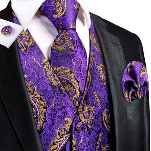 Mens Silk 5PCS Suit Vest Busines Braces Necktie Bowtie Suspender Tie Hanky Cufflinks Waistcoat Set3