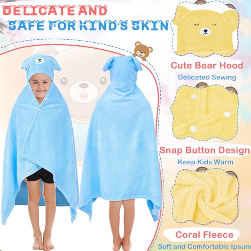 Image of Xtinmee Toddler Bath Towels Hooded for Kid 0-5 Year 28 x 47 Inch Absorbent Baby Hooded Towel with Bear Ears Large Boys Girls Infant Towels Bathrobe Shower Blanket(Soft Color,4 Pcs)