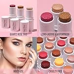 KIMUSE Multi Stick Trio Face Makeup, Cream Blush Stick for Cheeks & Lips, Contour Stick & Highlighter Makeup Sticks for All Skin - Image 3