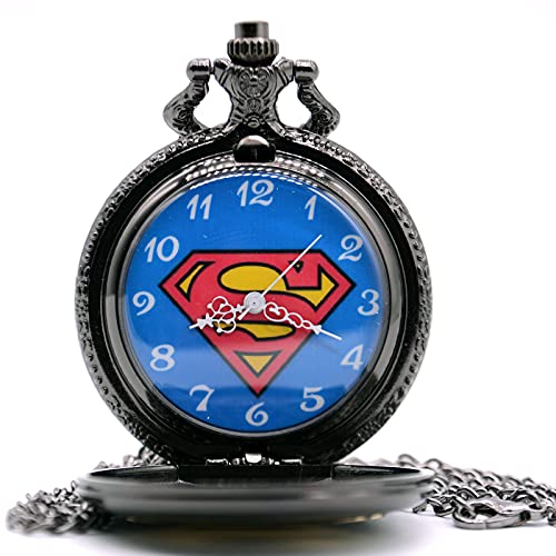 Fashion Cool Black Quartz Mens Pocket Watch Pendant with Necklace Chain&Pocket Chain&Box Gifts2