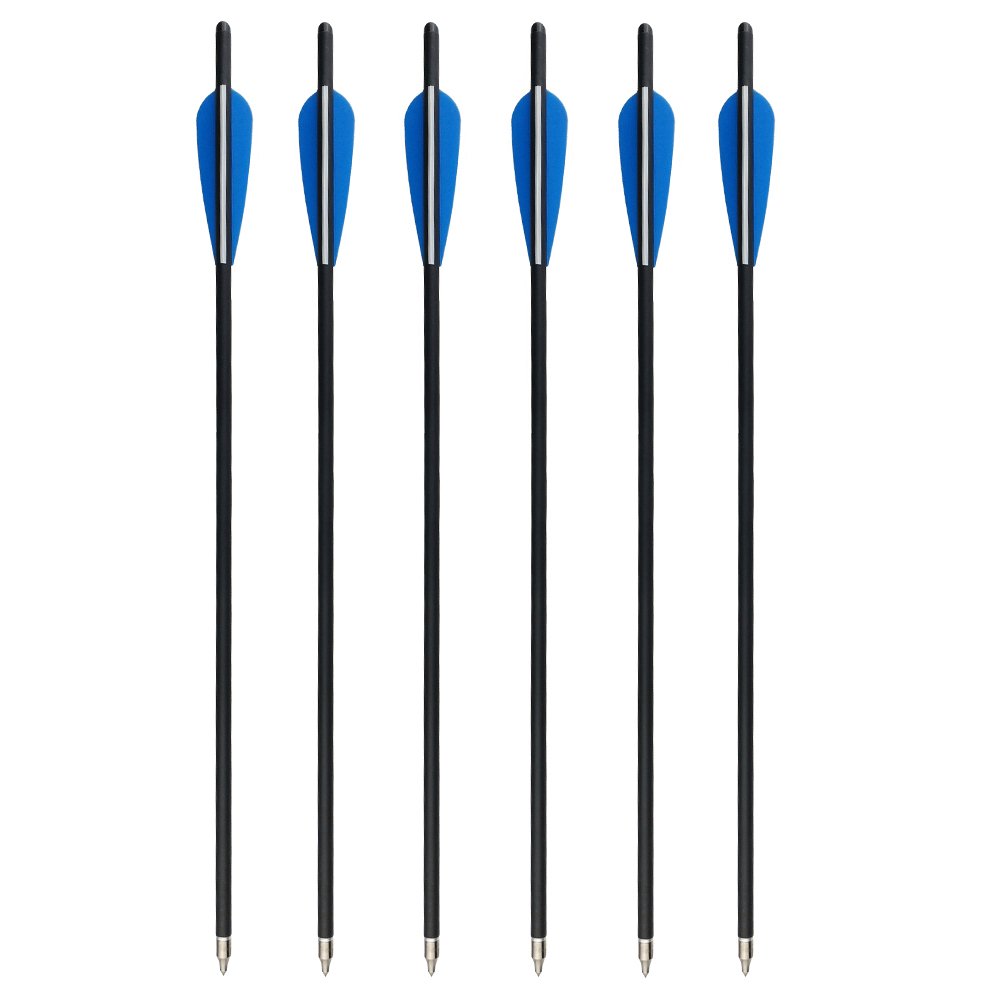 12 Pezzi Frecce per Balestra 22 Pollici Carbonio Frecce per Tiro con L'Arco per Balestra (Blu, 22Inch)