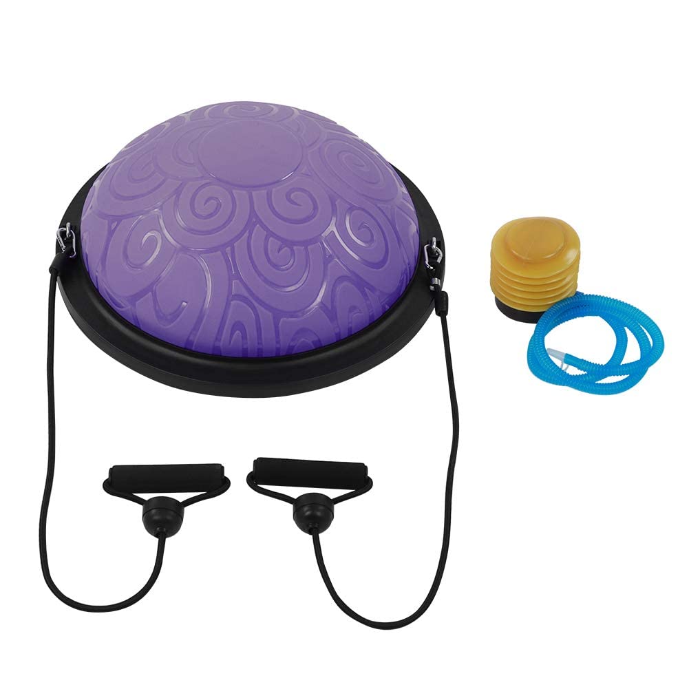 Ejoyous Balance Ball Trainer, 46 Cm Balance Board Antiscivolo Emisfero Palla per Esercizi Yoga Mezza Palla con Fasce di Resistenza per Yoga Fitness Allenamento della Forza Allenamento di