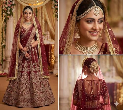 Image of Navti Creations Women's Lightweight Net Dupatta With Sequence Embroidery & Kiran Border (Length 2.25m)