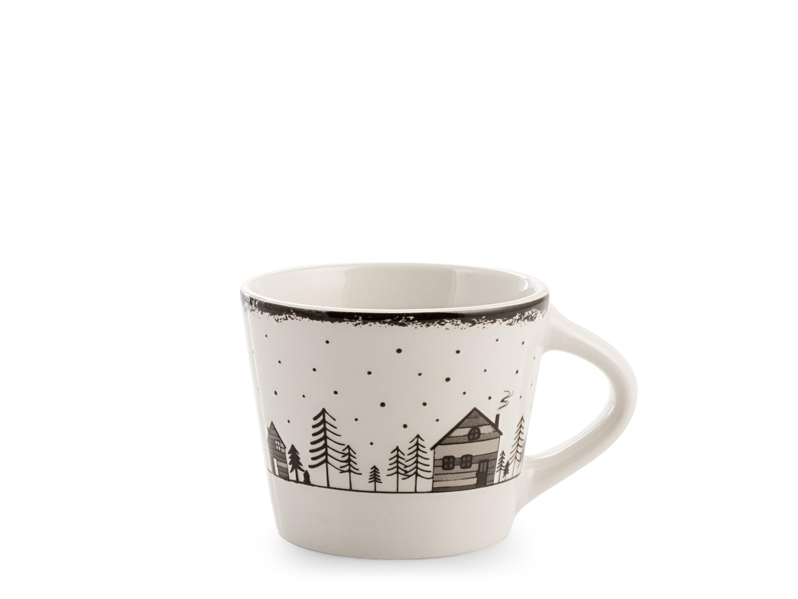 H&H Set 18 Tazze da Caffè in New Bone China – Decoro Winter House, 90 ml – Ideale per Espresso e Caffè Corto
