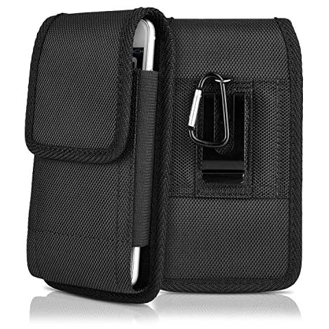 Cell Phone Holster Nylon Pouch for iPhone 12 Pro Max, kiwitatá Rugged Vertical Belt Clip Holster Case Holder for iPhone 8 Plus 11 XS Pro Max(with case on) Cover