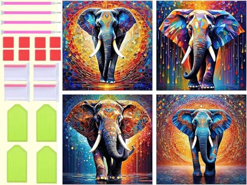 Peinture diamant éléphant grand format pour combler un mur vide
