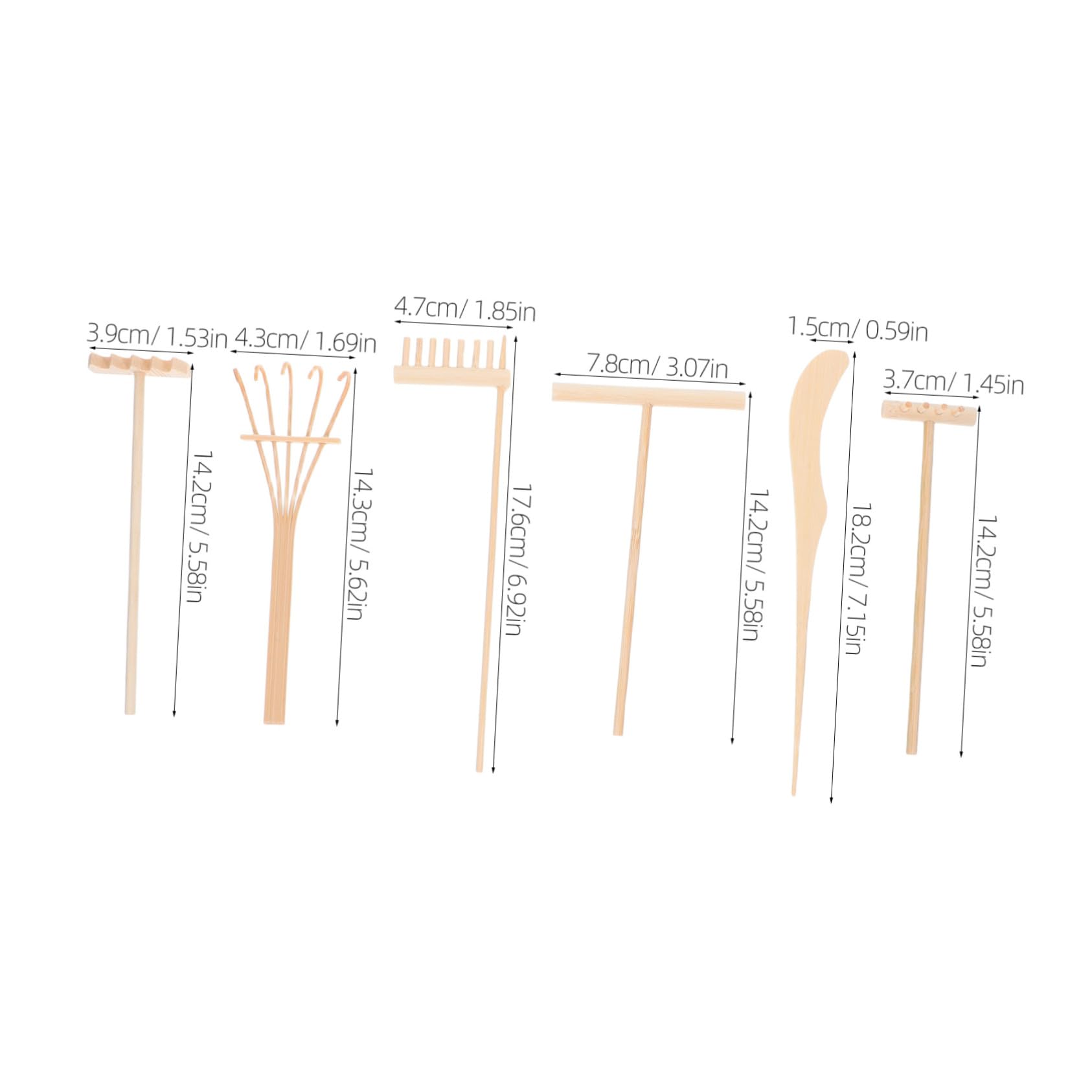 Conjunto Herramientas Mini Rastrillos de Madera para Jardín Zen Accesorios Portátiles para Decoración de Escritorio para Meditación y Jardines Casa u Oficina