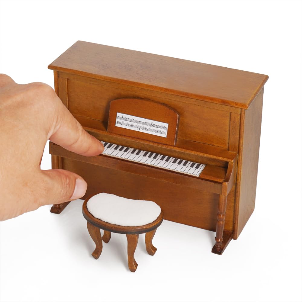 Piano Et Tabouret Miniatures Noirs Pour Décoration De Maison De Poupee