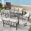 VONZOY 5 Pieces Aluminum Patio Furniture Set Deck Outdoor Furniture 7-Seat Patio Conversation Sets All-Weather Rust-Proof Sectional Sofa Set with Removable Cushion for Deck, Balcony, Yard, Poolside