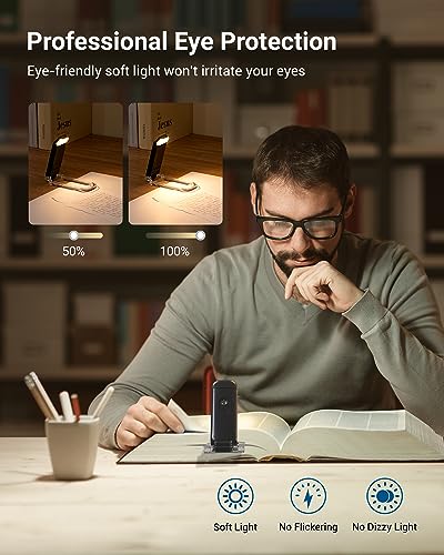 Image of DEWENWILS USB Rechargeable Book Light for Reading in Bed, Warm White, Brightness Adjustable, LED Clip on Book Reading Lights, Perfect for Bookworms, Kids, Black