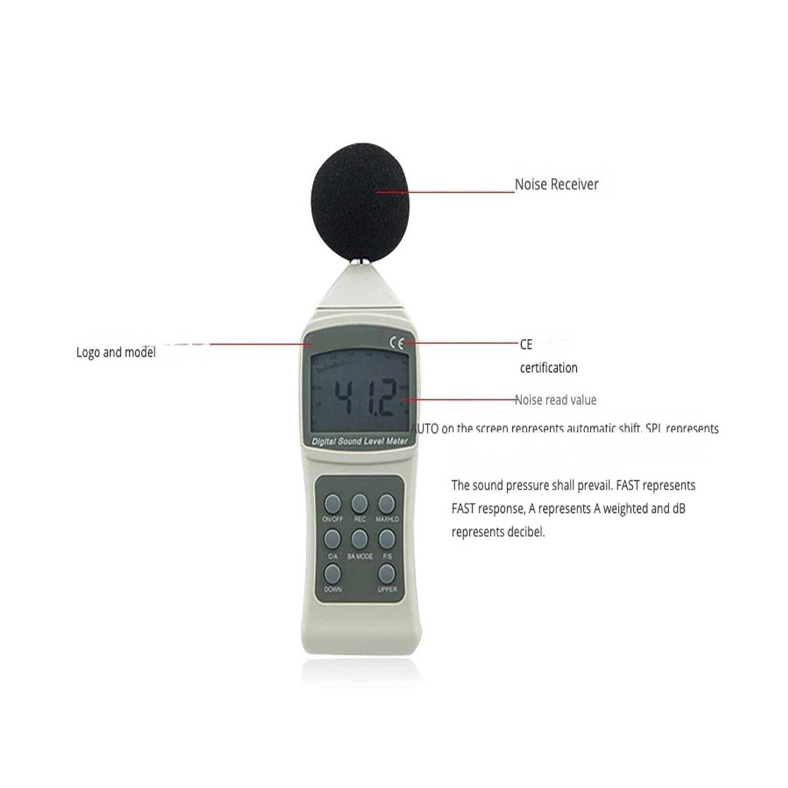 sonómetro, Medidor de nivel sonido digital, medidor decibelios 30-130 dB