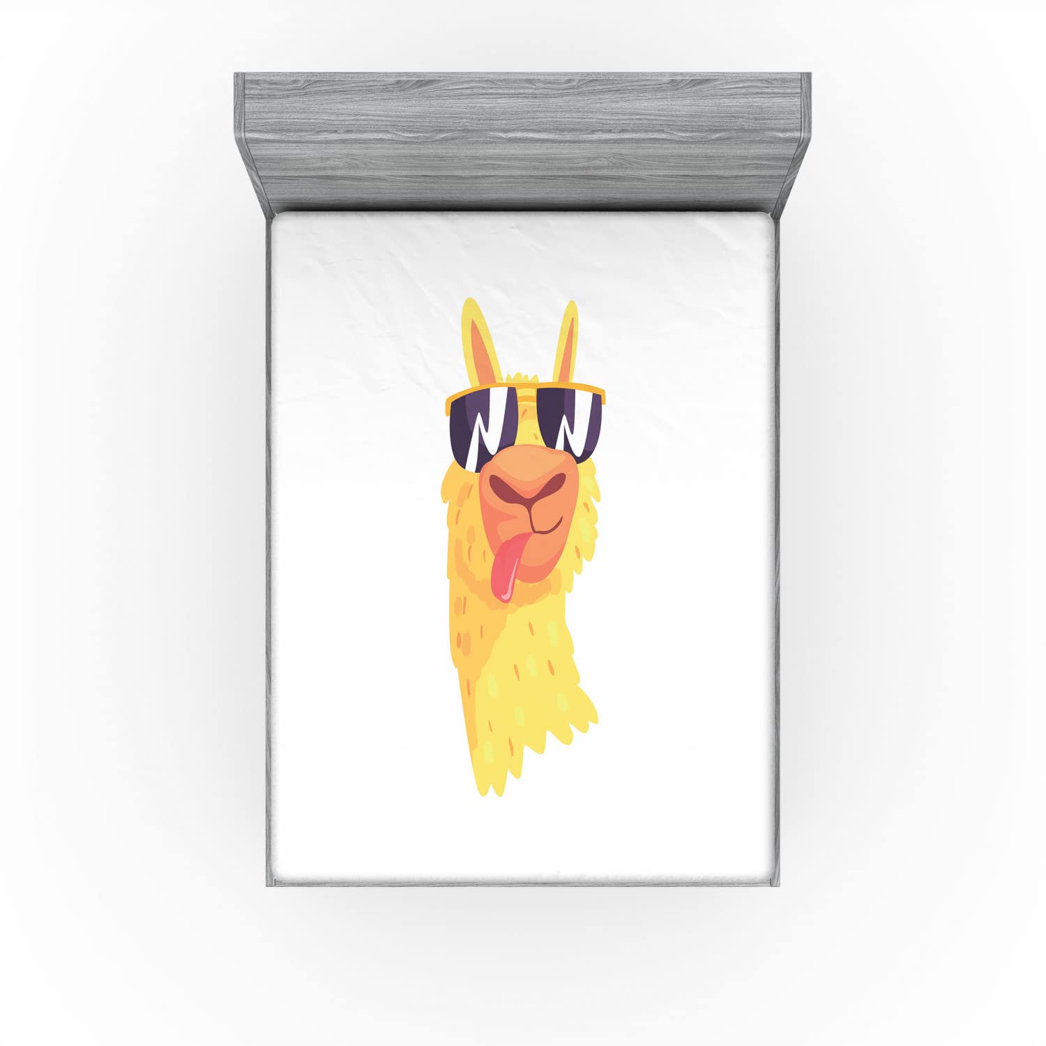 Ambesonne Llama 2 Pack Fitted Sheet, Sunglasses Wearing Animal, Bed Cover All-Round Elastic Deep Pockets 2 Pieces, Package Contains 2 California King Fitted Sheets, Cream Blush