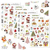 218pcs Christmas Fun Stickers Self Adhesive Christmas Stickers for Kids Waterproof Vinyl Xmas Gift Tags for Scrapbooking Cards Stocking Fillers Party Favors(8 Sheets)