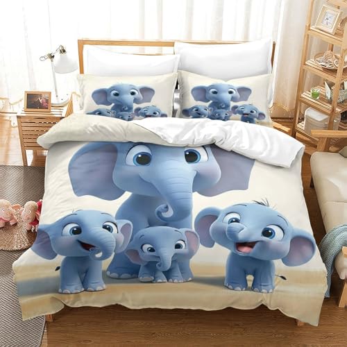 Housse de couette éléphant microfibre pour lit sans pli