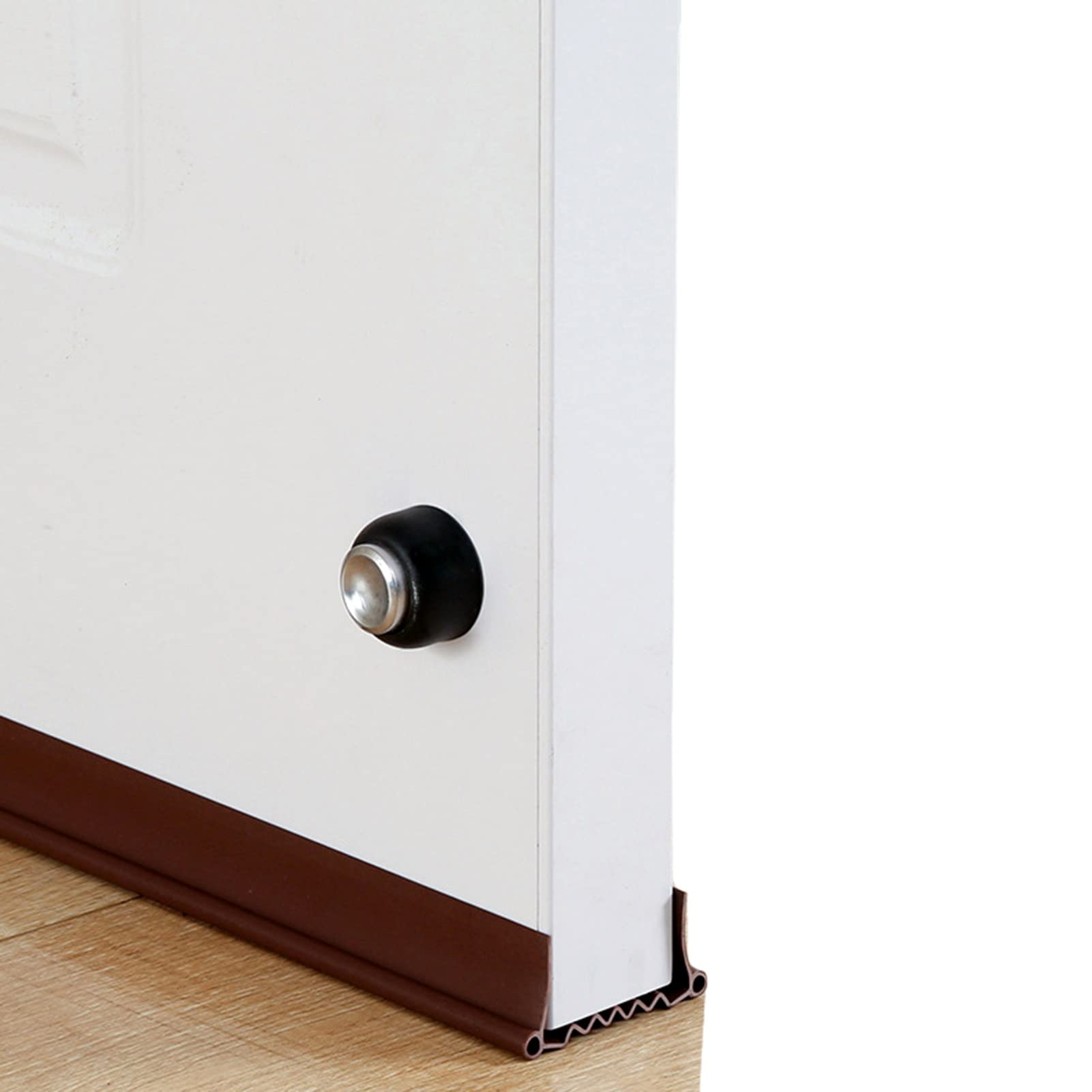 PVC Washable Door Draft Stopper - 38 Inch Adjustable Under Door Noise Blocker for Home and Office(Brown)
