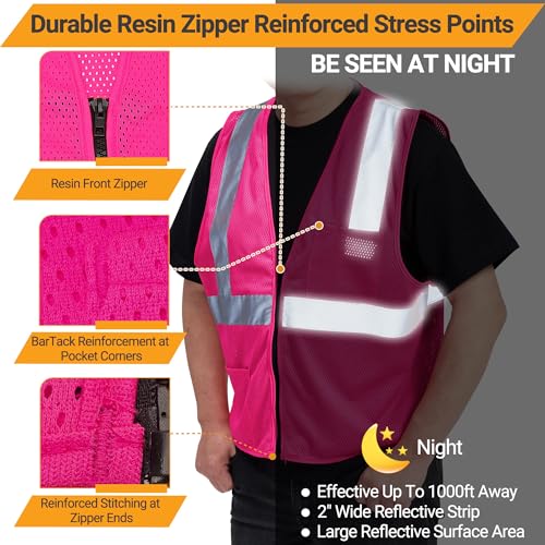 Image of AYKRM 2 Pocket Mesh High Visibility Reflective Safety Vest for men & Women ANSI /ISEA 107 Standards