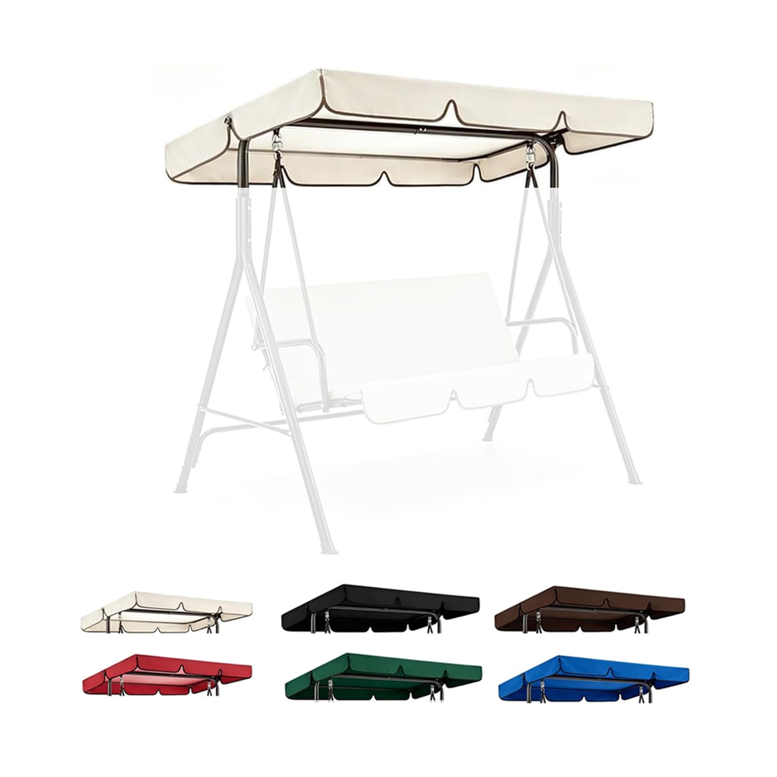 Kxwoq3ed Beige Garden Swing Chair Canopy Replacement, Waterproof Outdoor Patio Swing Canopy Cover, Sun Shade Awning Garden Hammock Top Cover(,190X132x15cm)