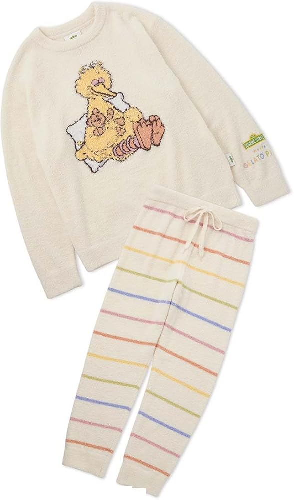 【新品未使用】ジェラピケ セサミストリート プルオーバー&ロングパンツセット ジェラピケ セサミストリートプルオーバー＆ロングパンツセット オフ