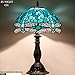 WERFACTORY Tiffany Lamp Green Blue Stained Glass Dragonfly Style Bedside Table Lamp Desk Reading Light 12X12X18 Inches Decor Bedroom Living Room Home Office S622 Series