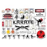 Hoja de calcomanías A5 de vinilo de karate, artes marciales, japonés, lucha, deporte, juegos de palabras, niños, hombres, mujeres, papá, Mancave, pasatiempos, aficionados, amor #83435