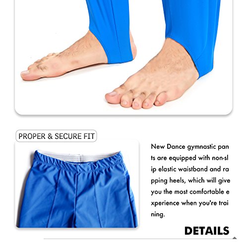 Mens and Boys Gymnastics Pants Leotard Youth Ballet Tights Stirrup Pants for Dance Yoga Practice Athletic Royal by NEW DANCE - Image 4