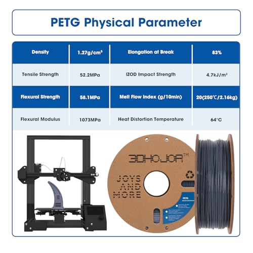 Image of 3DHoJor PETG Filament 1.75mm 3D Printing Filament 1kg*2 Bundle Spool 3D Filament 1.75mm Dimensional Accuracy + /- 0.03mm Non Tangling Non Clogging,Print with Most 3D Printers-2Pack Gray