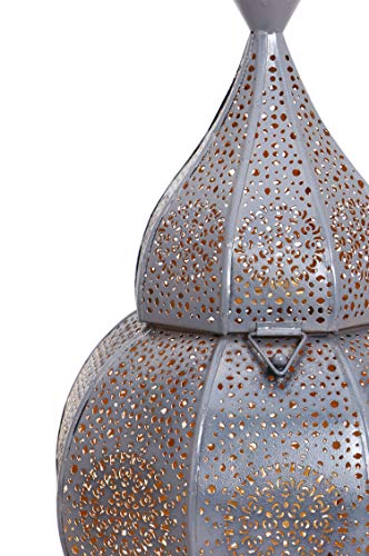 Orientalische Laterne aus Metall Anaram Grau 32cm | orientalisches Marokkanisches Windlicht Gartenwindlicht… – Bild 4