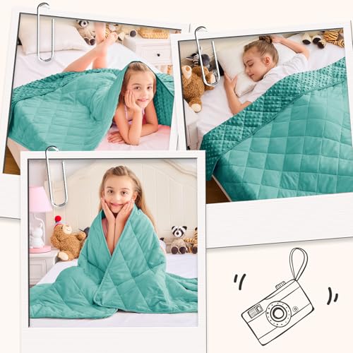 Image of Teal Weighted Blanket 10lbs, 40 inchx60 inch, Twin Size Cooling Minky Heavy Throw Blanket for 80-120lbs, Soft Winter Thick Big Blankets Weighted Comforter Gift