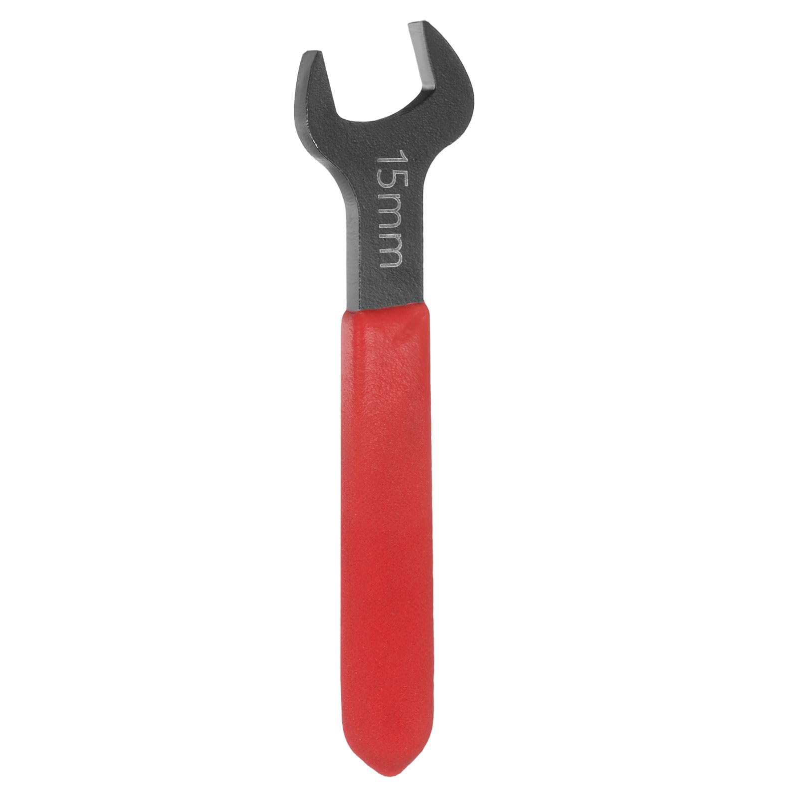 sourcing map Single Open End Wrench 15mm Metric 15 Degree Offset Angle U-Shaped Open Ended Spanner Small Flat Head Blackening Wrench with Red Shank for Automotive Repair Furniture Assembly