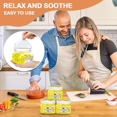 Image of 12 Pcs Air Freshener Bulk Odor Gel Eliminator Beads 8 Oz, Lemon | Long Lasting Air Freshener Beads in Jars Eliminates Odors in Home Bathrooms, Cars, Boats, Rvs, Pet Areas