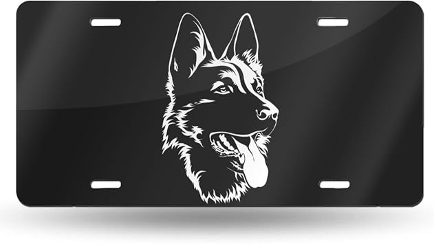 License Plate Black German Shepherd Decorative Car Front License Plate,Vanity Tag,Metal Car Plate,Aluminum Novelty License Plate for Men/Women/Boy/Girls Car,6 X 12inch