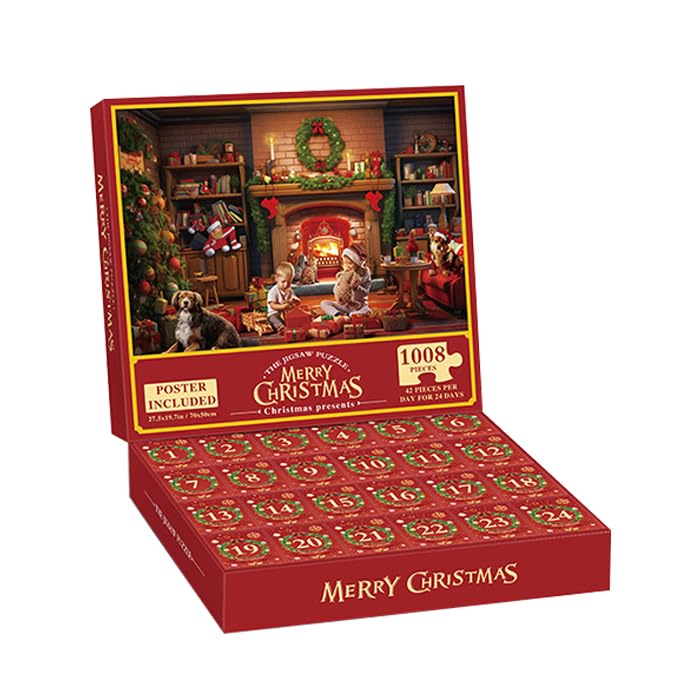 Adventskalender 2024 Puzzle, 70 x 50 cm Weihnachtsschmuck, 1008 Teile...