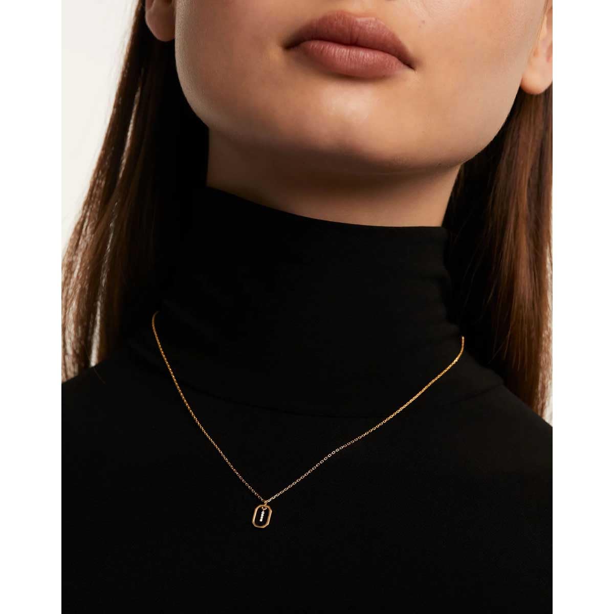 PDPaola Mini Letter I Necklace Collana con nome a lettera oro, Onesize, Argento sterling, Zirconia cubica
