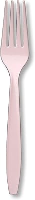 Creative Converting Touch of Color Premium 24 Count Plastic Forks, Classic Pink