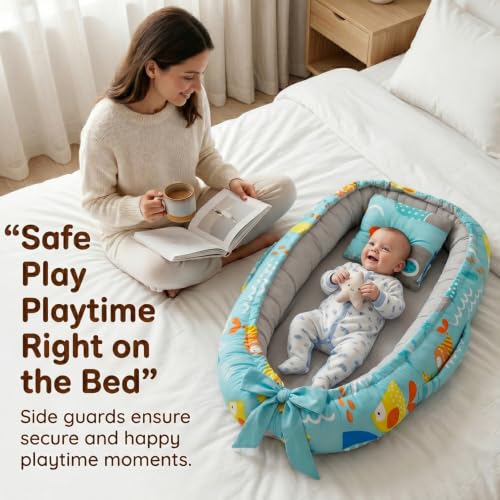 Image of StarAndDaisy Baby Nest /Sleeping Bed for New Born Boy & Girl Soft & Comfortable Baby Beddig Set for Baby /Foldable & Washable, Baby Sleeping Bag Set.