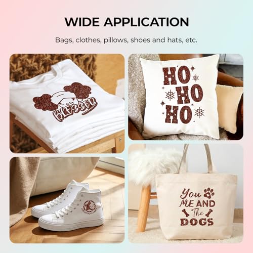 Image of HTVRONT Maroon Glitter HTV Heat Transfer Vinyl - 12 inch x 10ft Maroon Glitter Iron on Vinyl for Shirts, Glitter HTV Vinyl Rolls for Heat Transfer Design